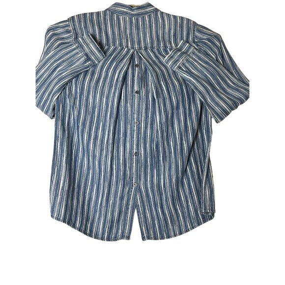 NWT Tribal Jeans Eclipse Striped Button-Up Shirt BUTTON BACK Size L Lyocell - Picture 7 of 12